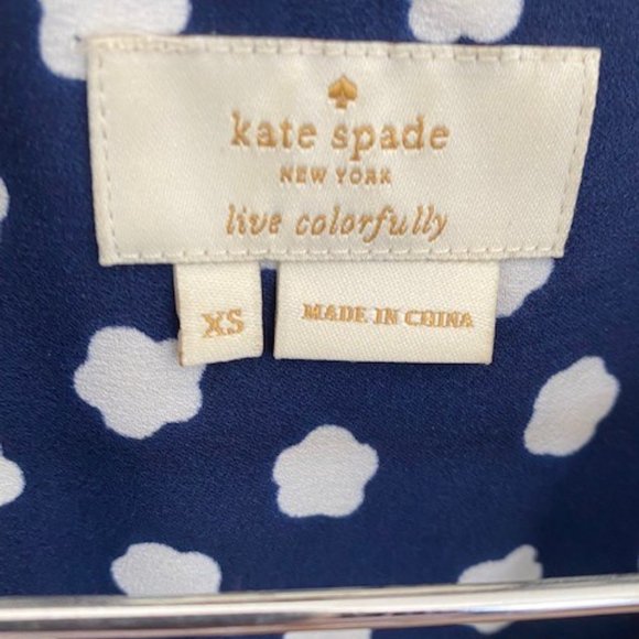 KATE SPADE Ruffle Cloud Dot Tie Front Blouse xsmall - Picture 2 of 2
